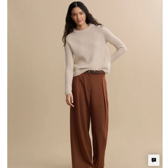 Jenni Kayne Women’s Cashmere Fisherman Sweater Large Oatmeal Knit Pullover - Picture 3 of 16